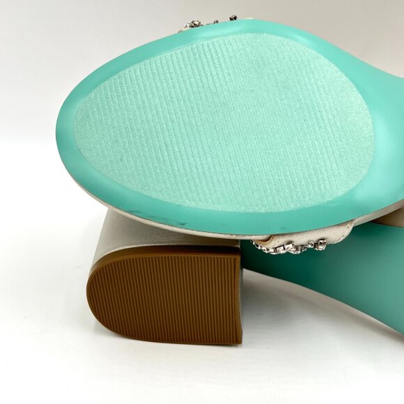 8W 8 WIDE WIDTH Betsey Johnson Mel Low Block Heels Jeweled Dress Sandals Shoes - Picture 10 of 13